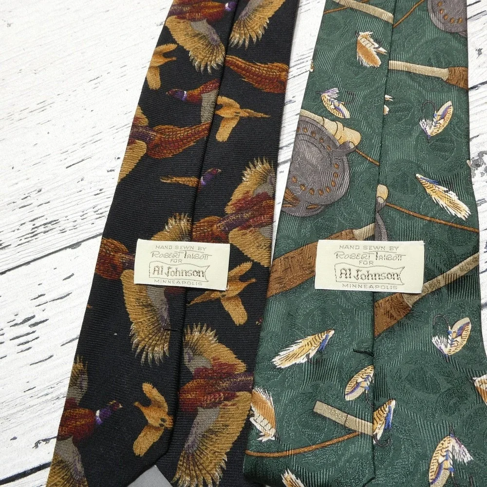 Robert Talbott Ties Mens One Size Multicolor Hunting Fishing Silk Italy Lot 2